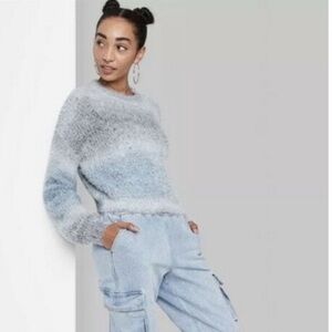 wild fable l Blue Gray Ombre Crew Neck Sweater Large